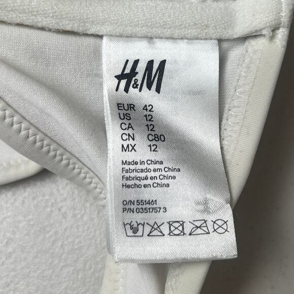 H&M Halterneck White Top Crochet Swim Size 12 - Picture 3 of 5